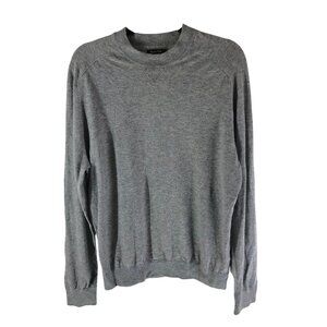 Massimo Dutti Mens Sweater Extrafine Wool Blend Crew Neck Gray L?